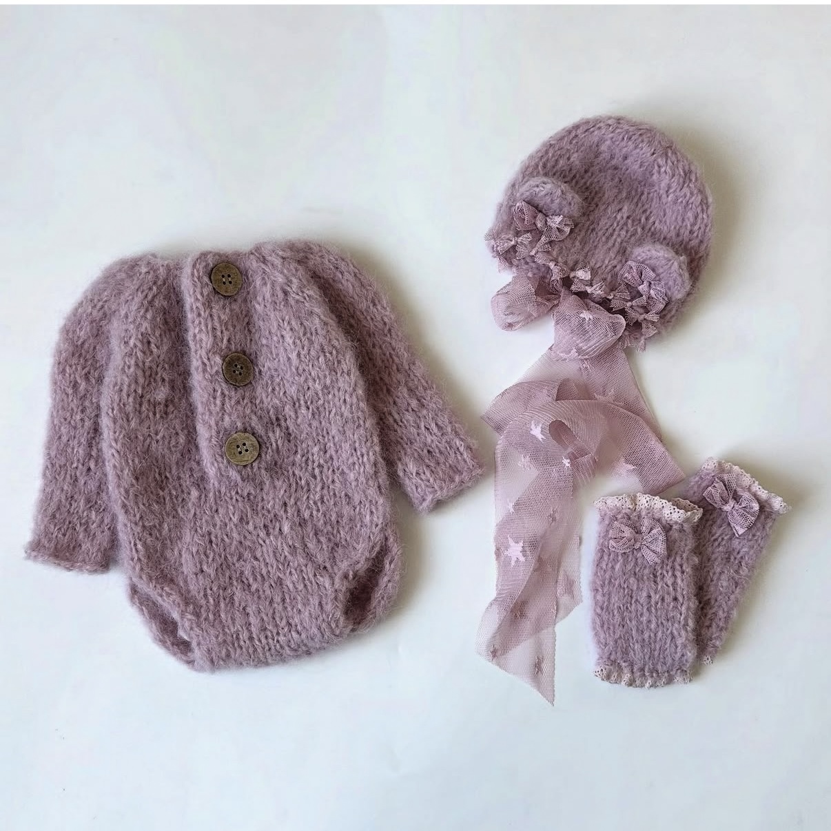 Baby Clothing Outlet - Newborn Baby Girl Knitted Romper Hat