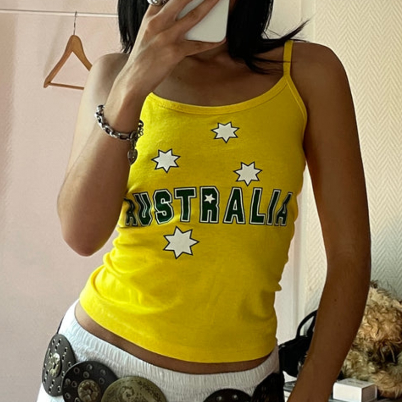 Yellow Printed Y2k Clothes Vin - Baby Yellow Clothing Women 评论和价格